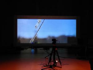 Projection on to Gauze frame at Snape Maltings 2021